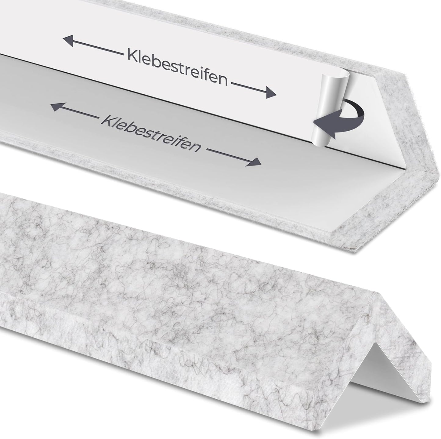 "Kantenschutz 30 cm x 4 cm – Akustikfilz grau, selbstklebend, extra stabil 9mm "