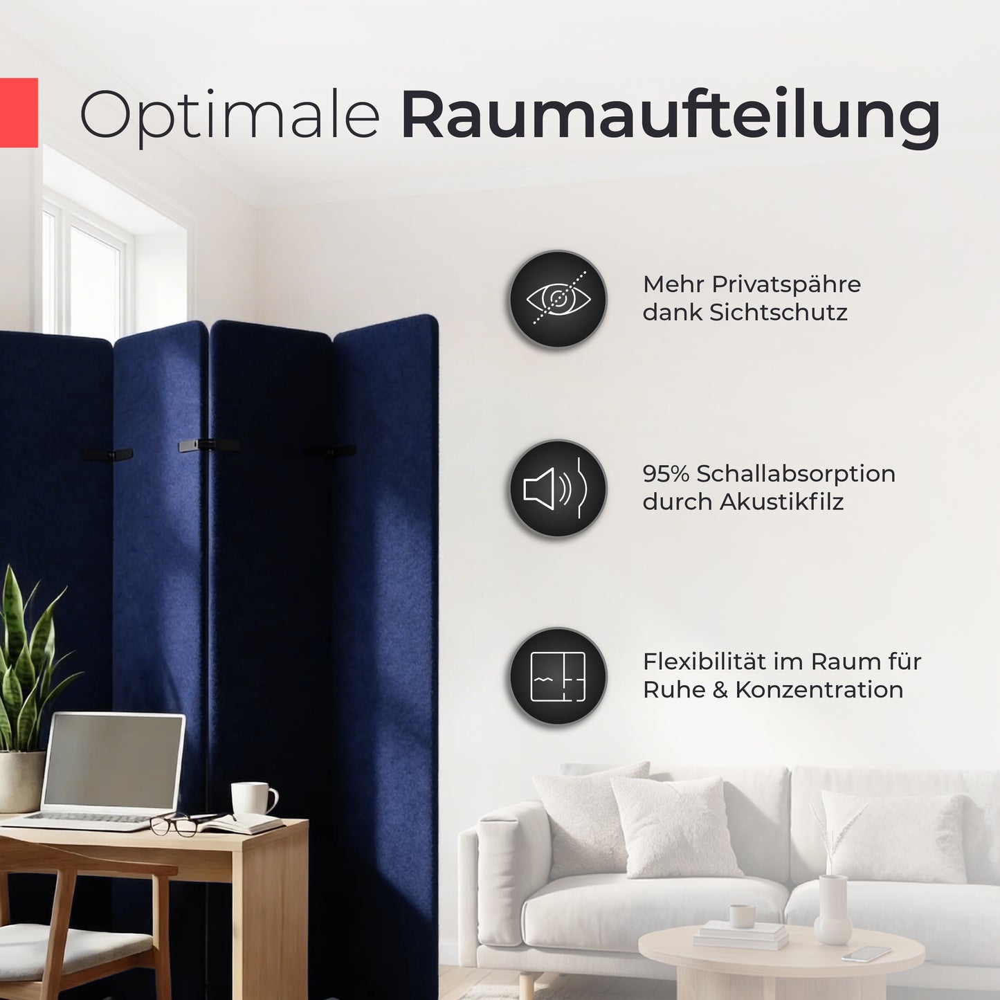 Akustikfilz Raumtrenner – Akustikfilz Royalblau