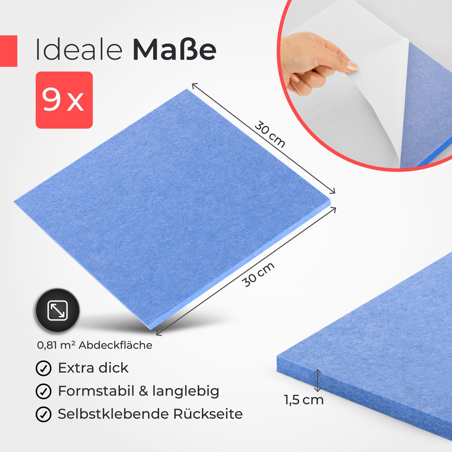 Acoustic panels felt - sky blue