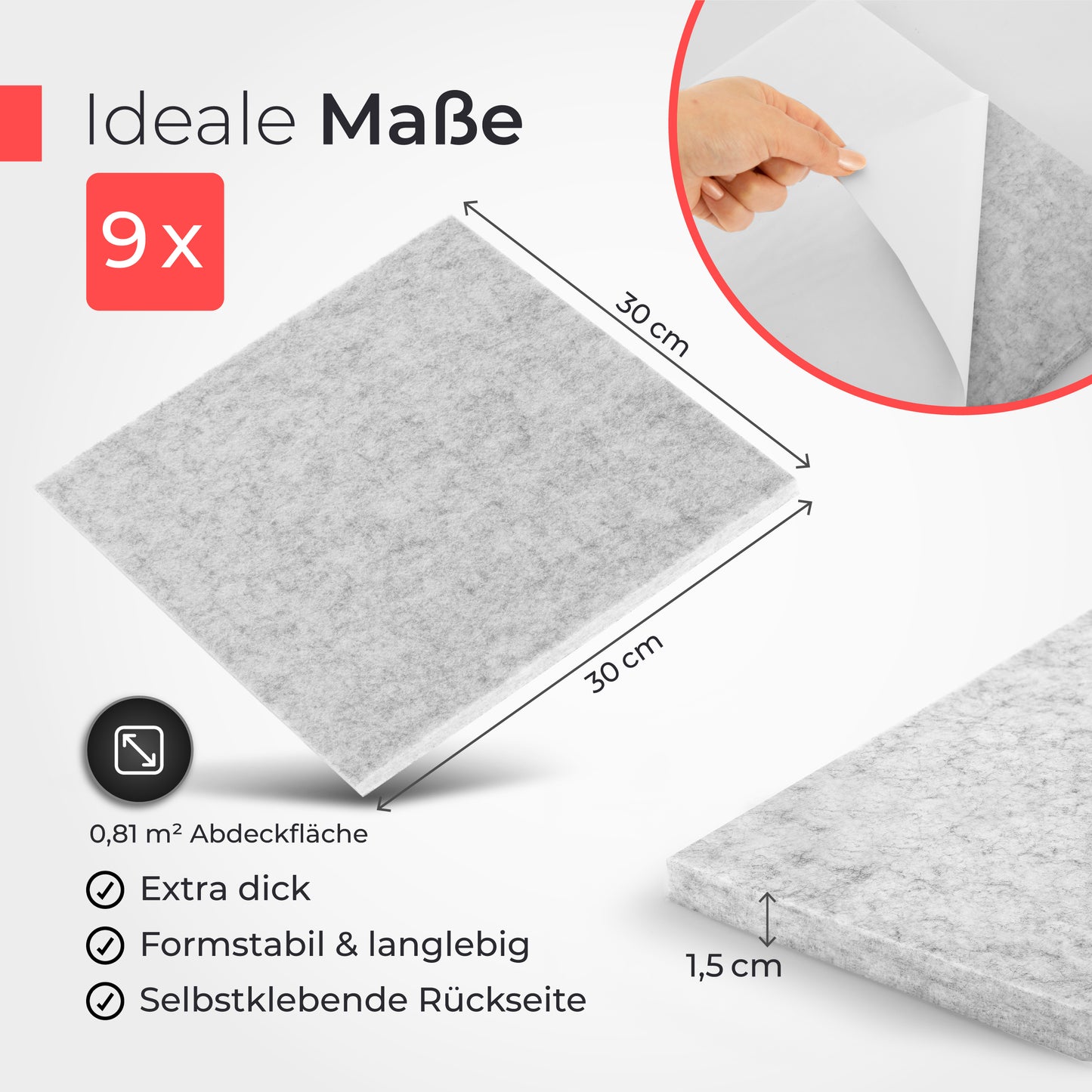 Acoustic panels felt - grey