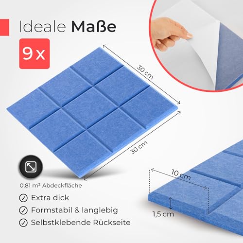 Akustikpaneele Filz Himmelblau Quadrate