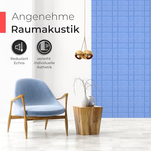 Akustikpaneele Filz Himmelblau Quadrate
