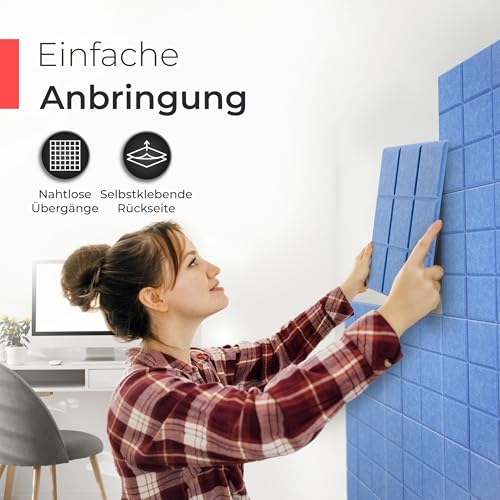Akustikpaneele Filz Himmelblau Quadrate