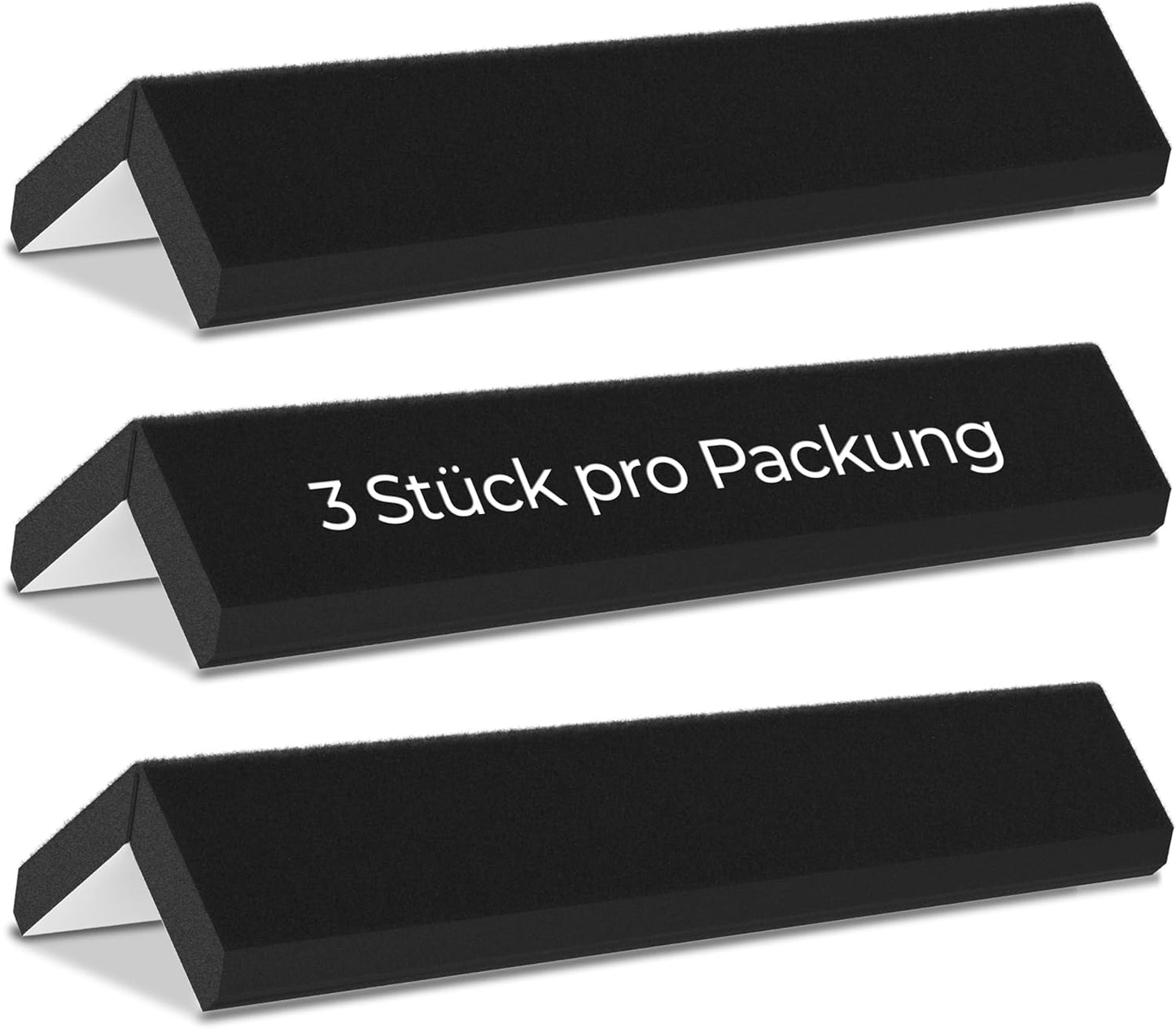 Kantenschutz 30 cm x 4 cm – Akustikfilz Schwarz, selbstklebend, extra stabil 9mm