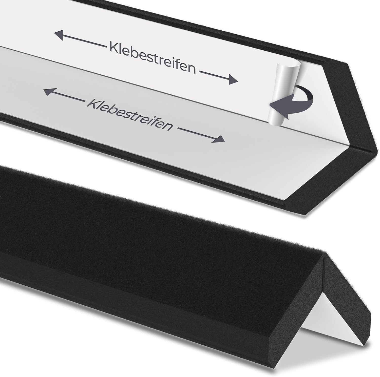 Kantenschutz 30 cm x 4 cm – Akustikfilz Schwarz, selbstklebend, extra stabil 9mm