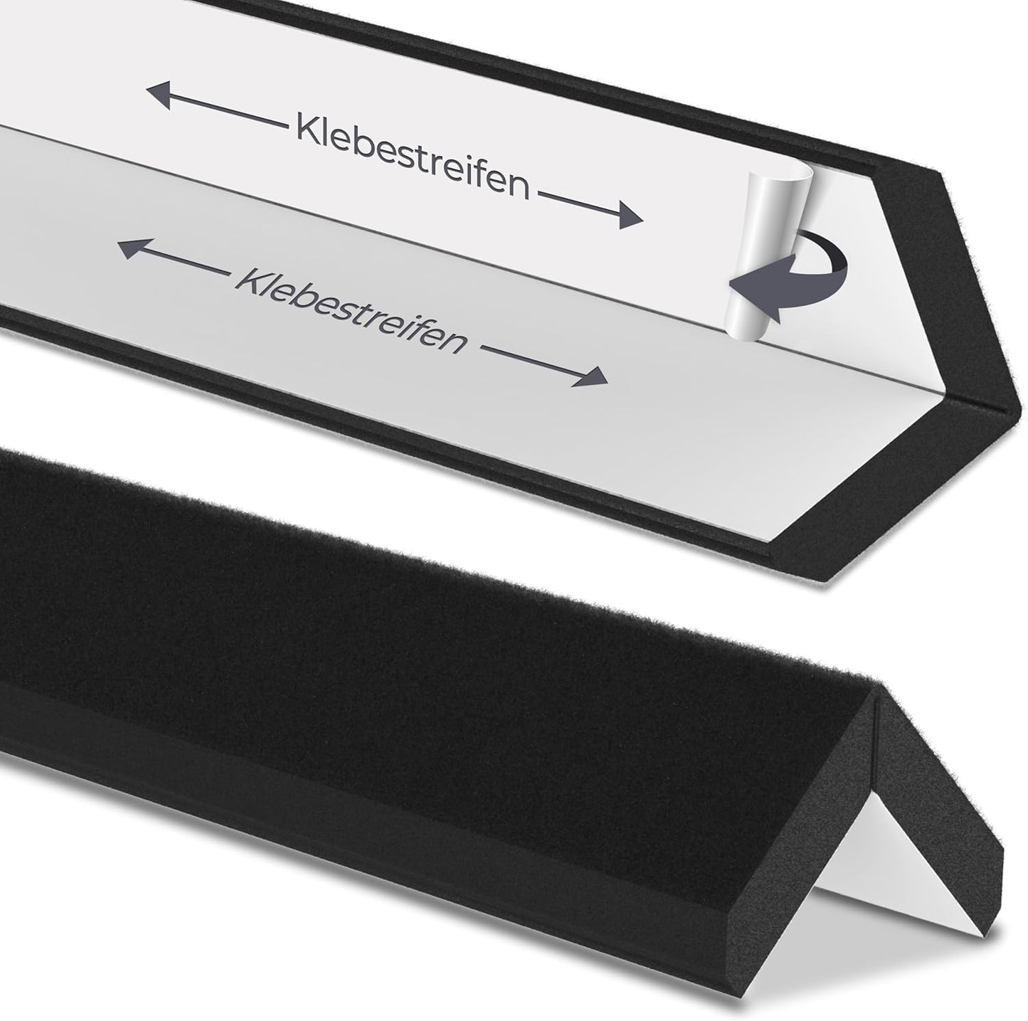 Kantenschutz 30 cm x 4 cm – Akustikfilz Schwarz, selbstklebend, extra stabil 9mm