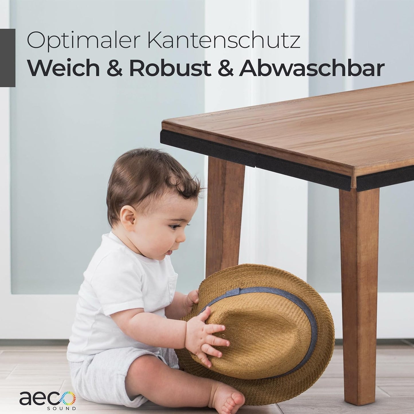Kantenschutz 30 cm x 4 cm – Akustikfilz Schwarz, selbstklebend, extra stabil 9mm