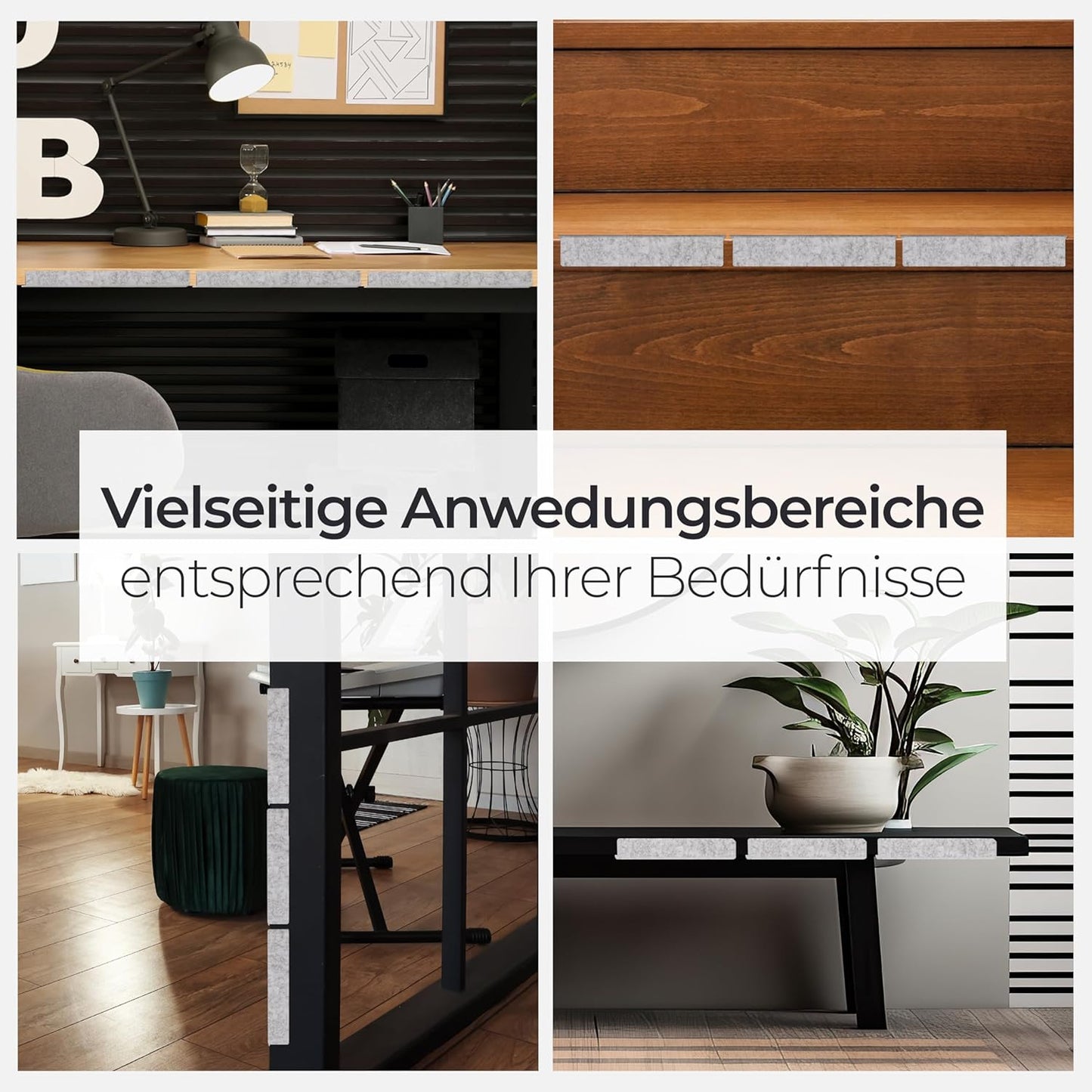 "Kantenschutz 30 cm x 4 cm – Akustikfilz grau, selbstklebend, extra stabil 9mm "