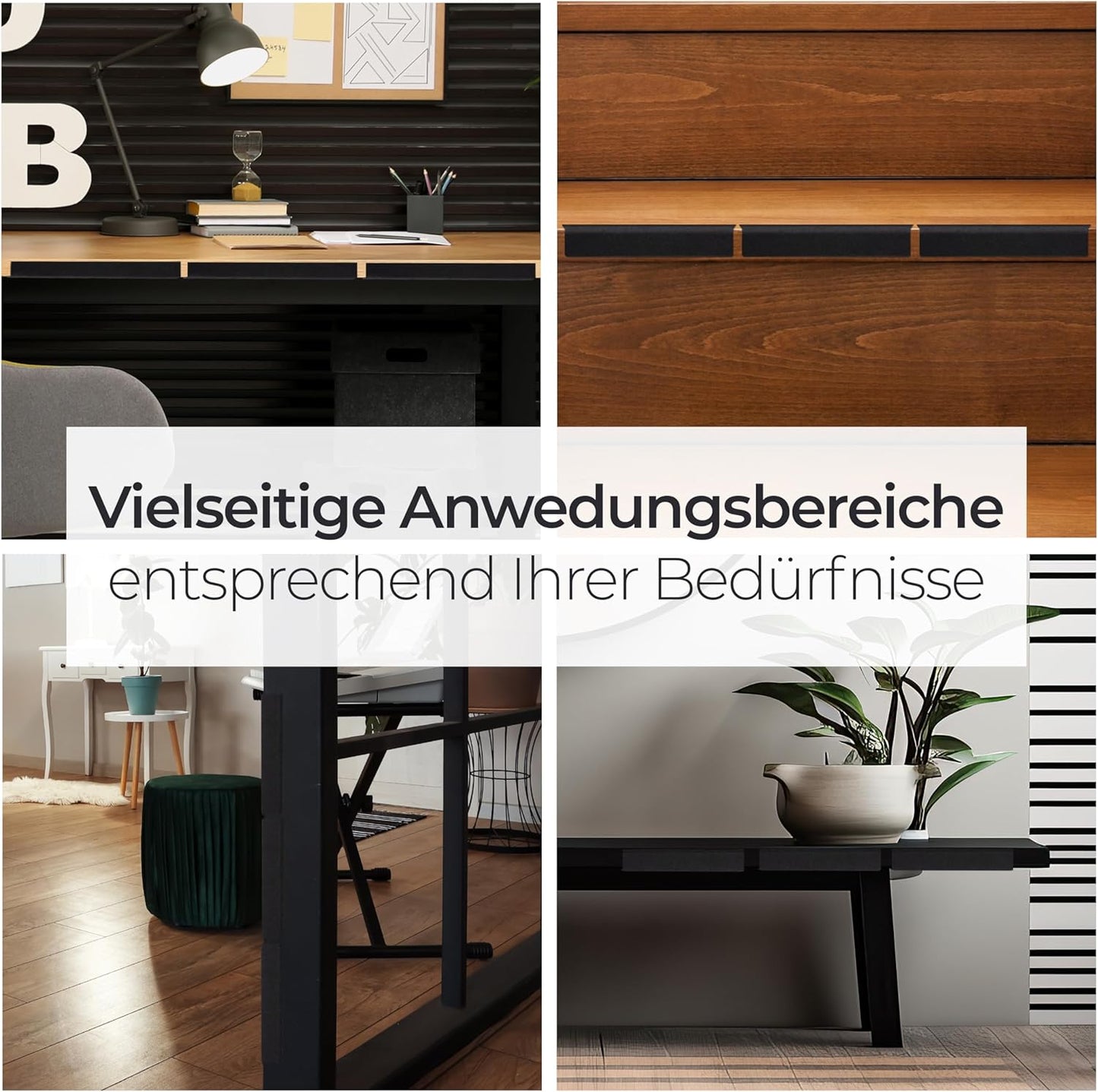 Kantenschutz 30 cm x 4 cm – Akustikfilz Schwarz, selbstklebend, extra stabil 9mm