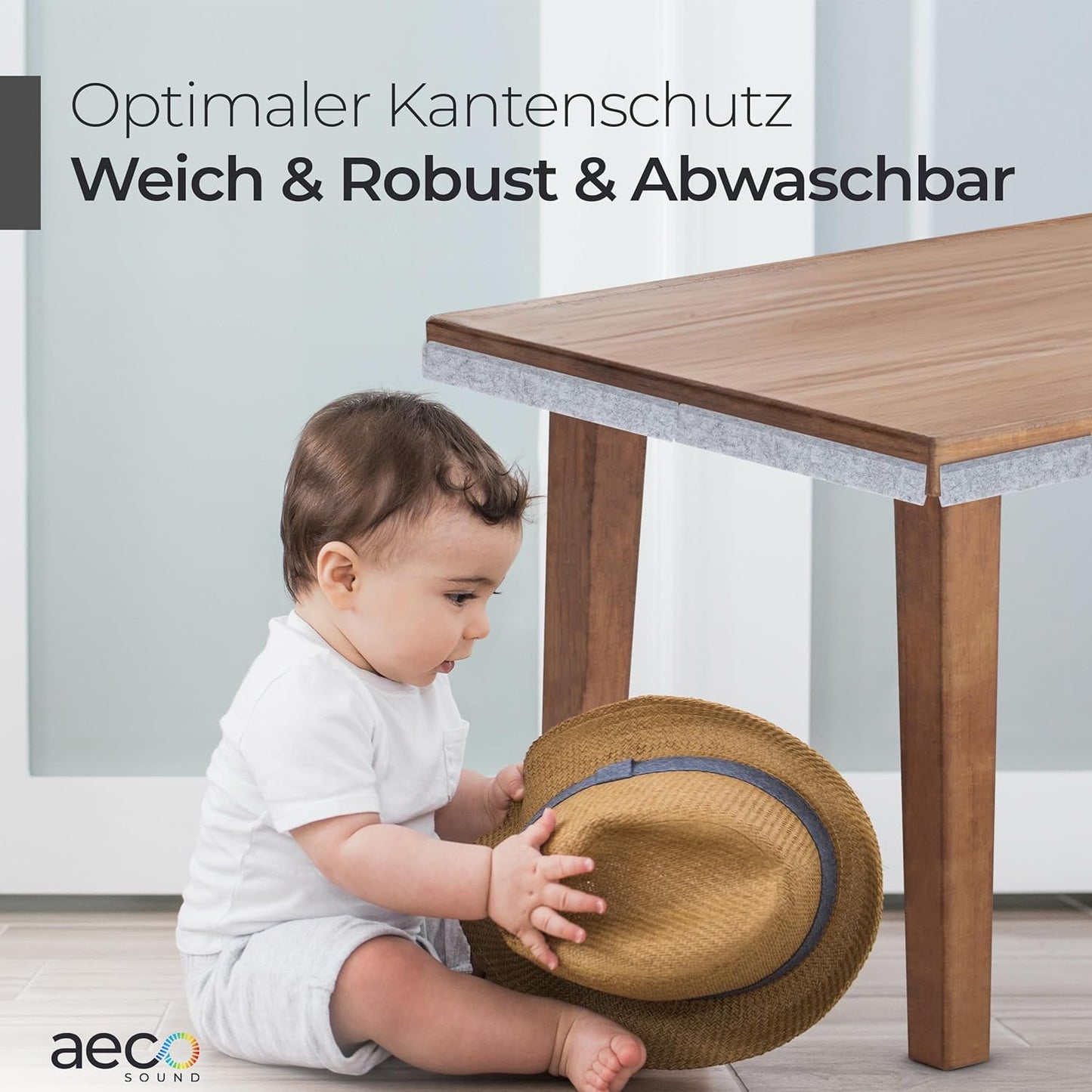 "Kantenschutz 30 cm x 4 cm – Akustikfilz grau, selbstklebend, extra stabil 9mm "