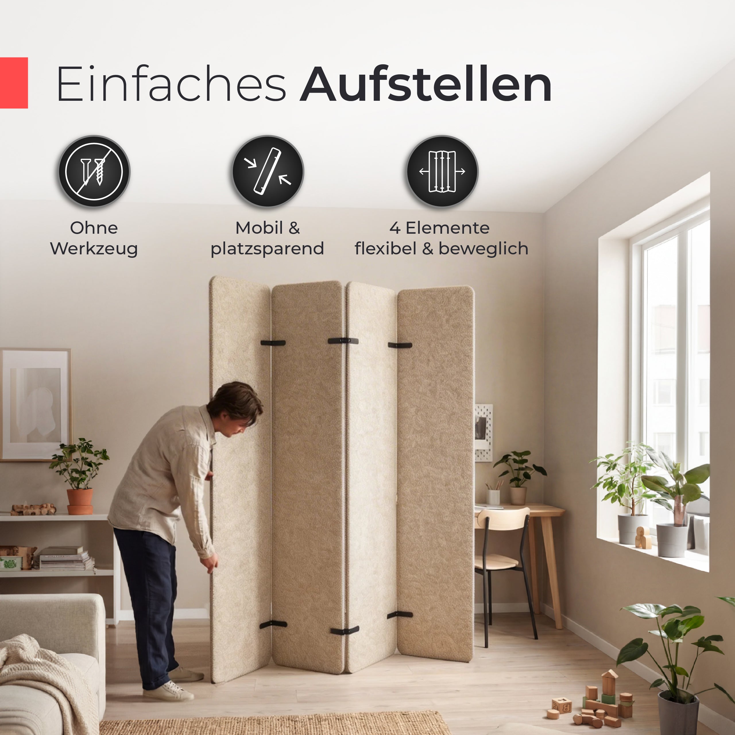 Akustikfilz Raumtrenner  – Akustikfilz Beige