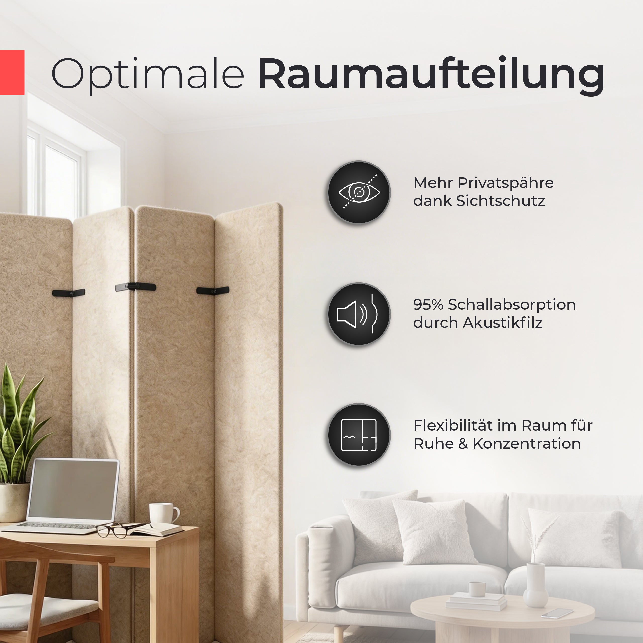 Akustikfilz Raumtrenner  – Akustikfilz Beige