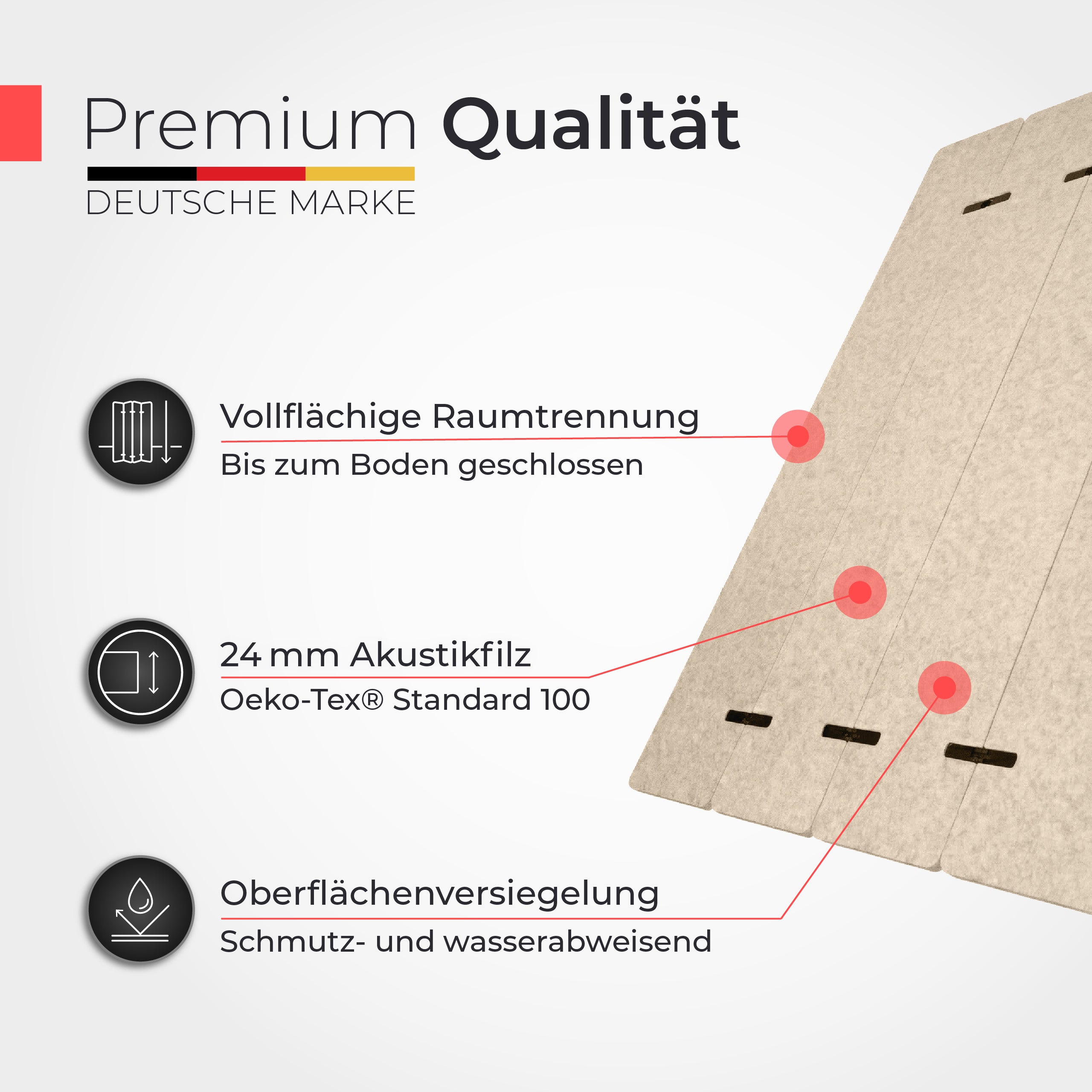 Akustikfilz Raumtrenner  – Akustikfilz Beige