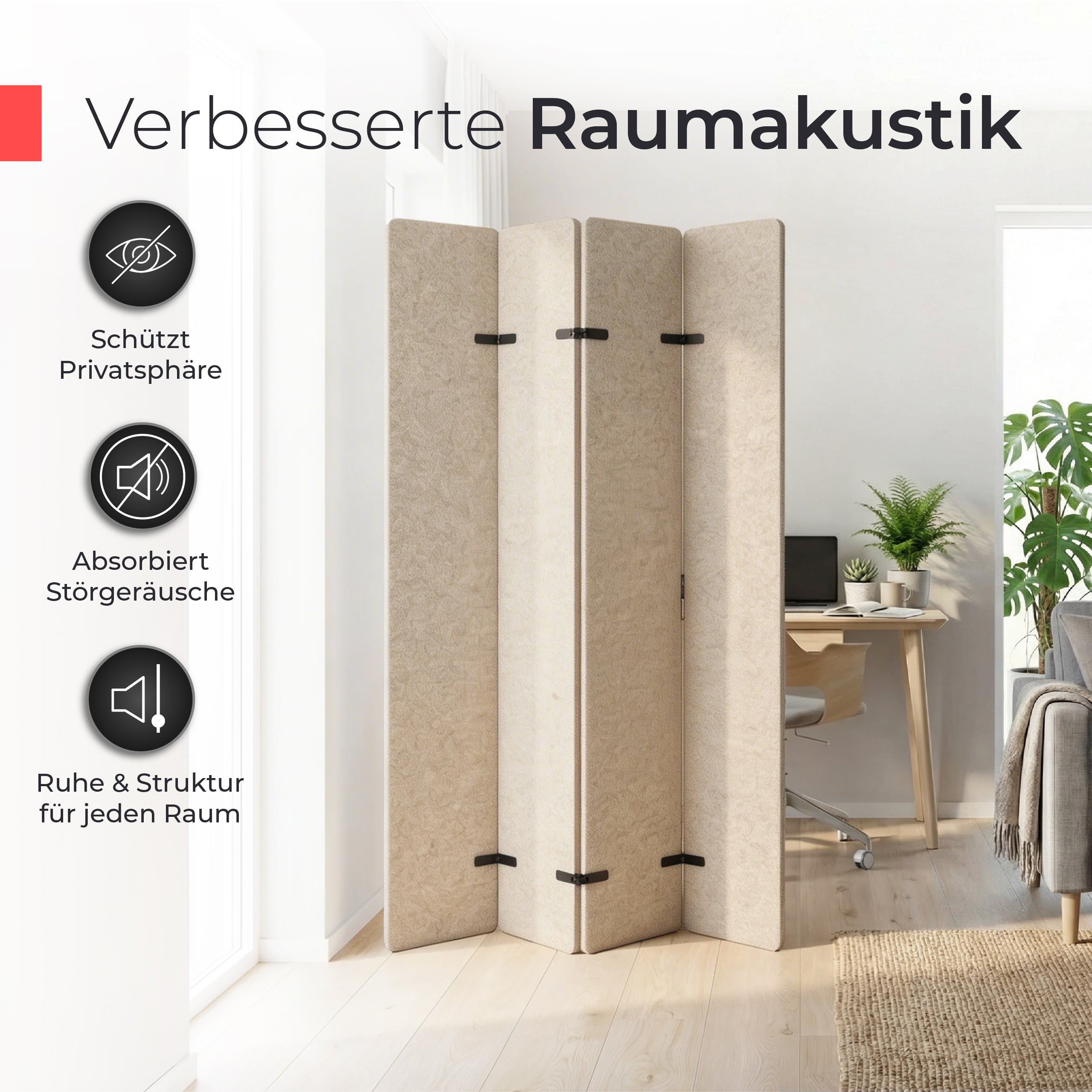Akustikfilz Raumtrenner  – Akustikfilz Beige