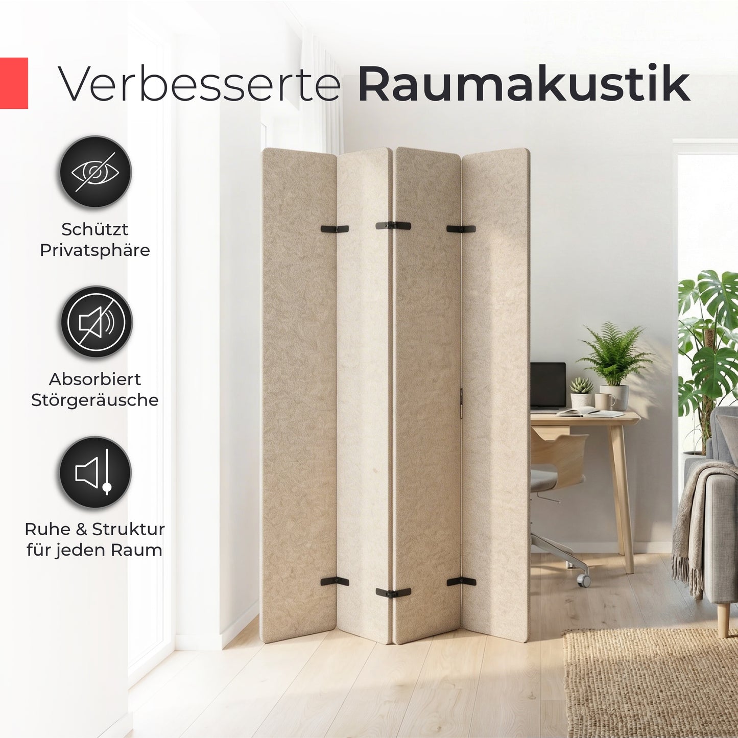 Akustikfilz Raumtrenner  – Akustikfilz Beige