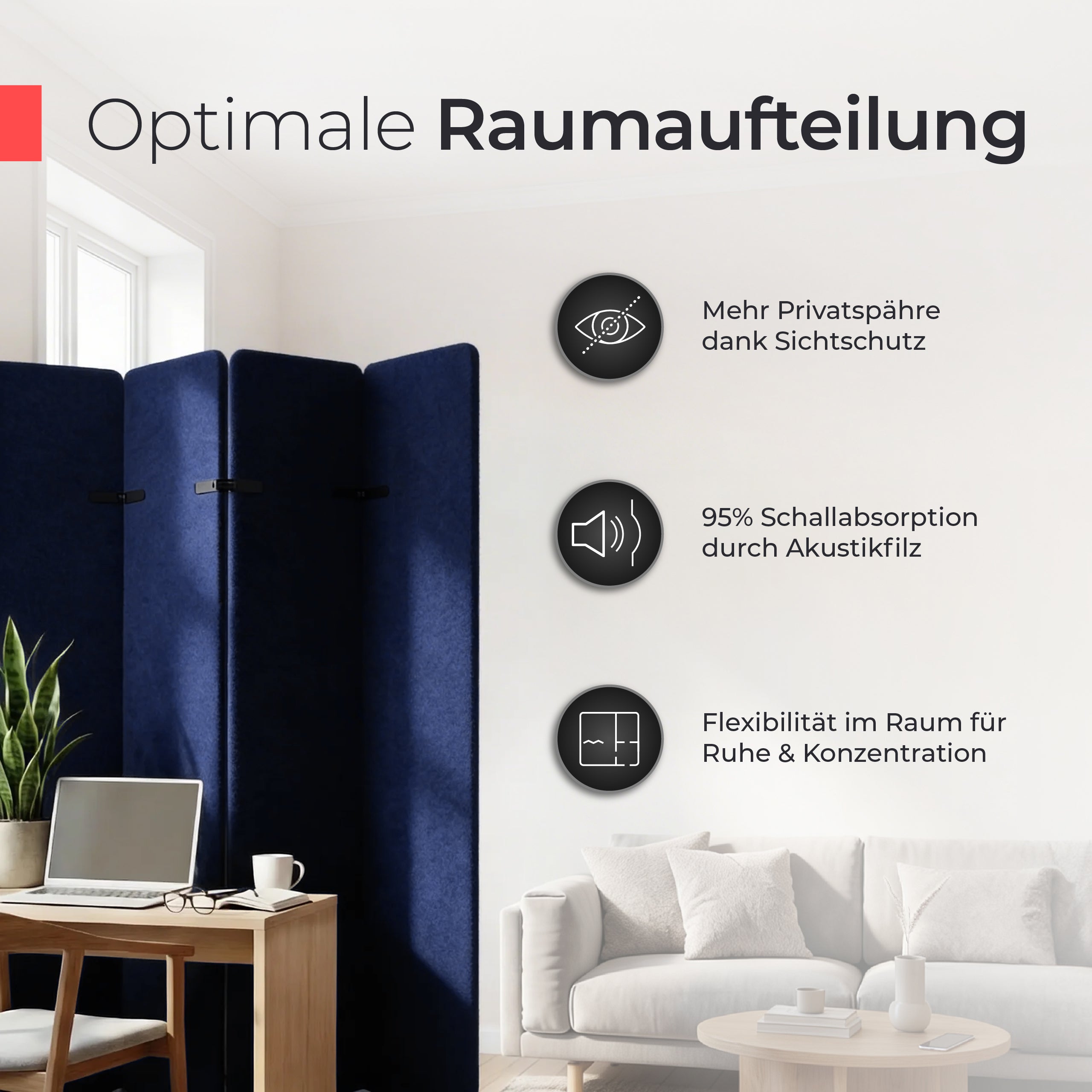 Akustikfilz Raumtrenner  – Akustikfilz Royalblau