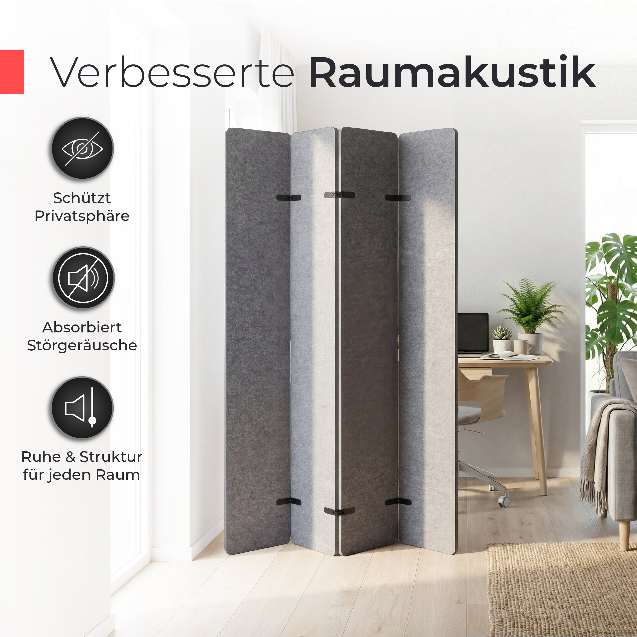 Akustikfilz Raumtrenner  – Akustikfilz Grau