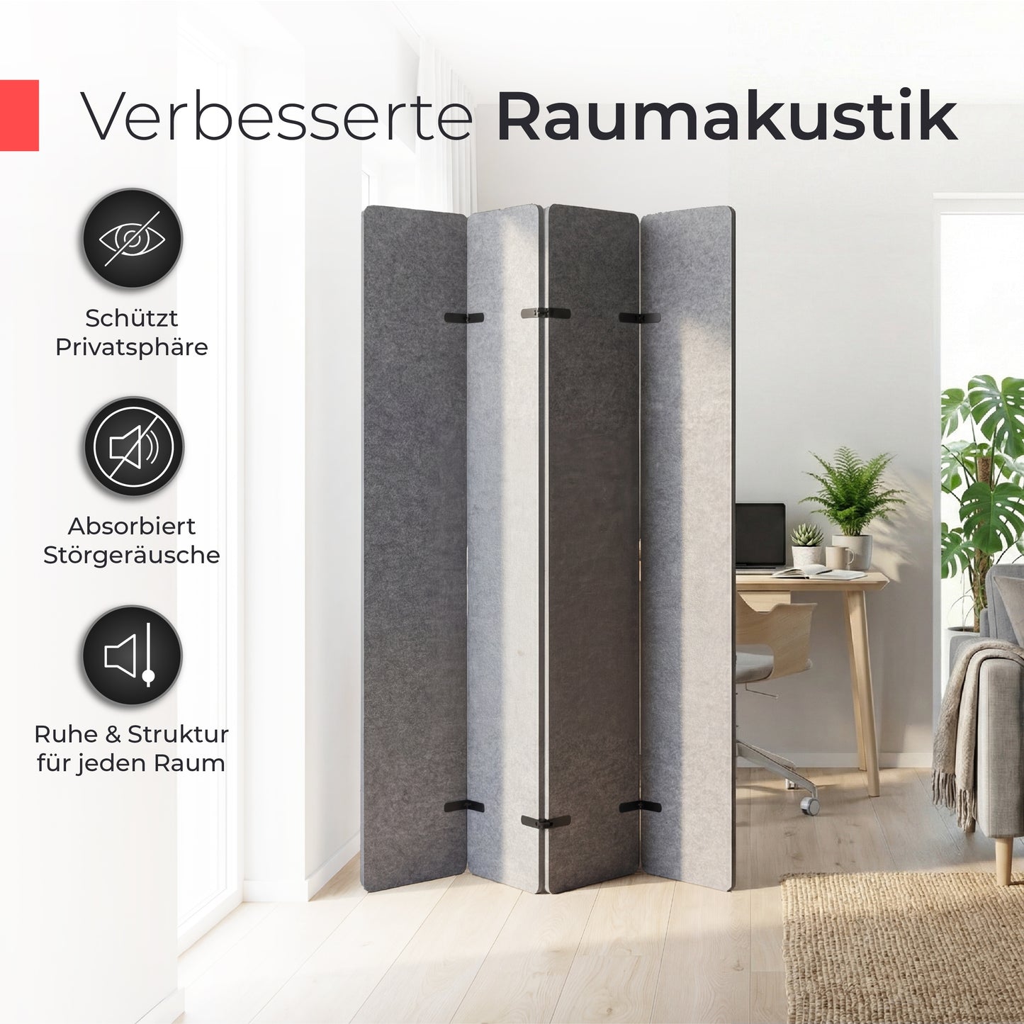 Akustikfilz Raumtrenner  – Akustikfilz Grau