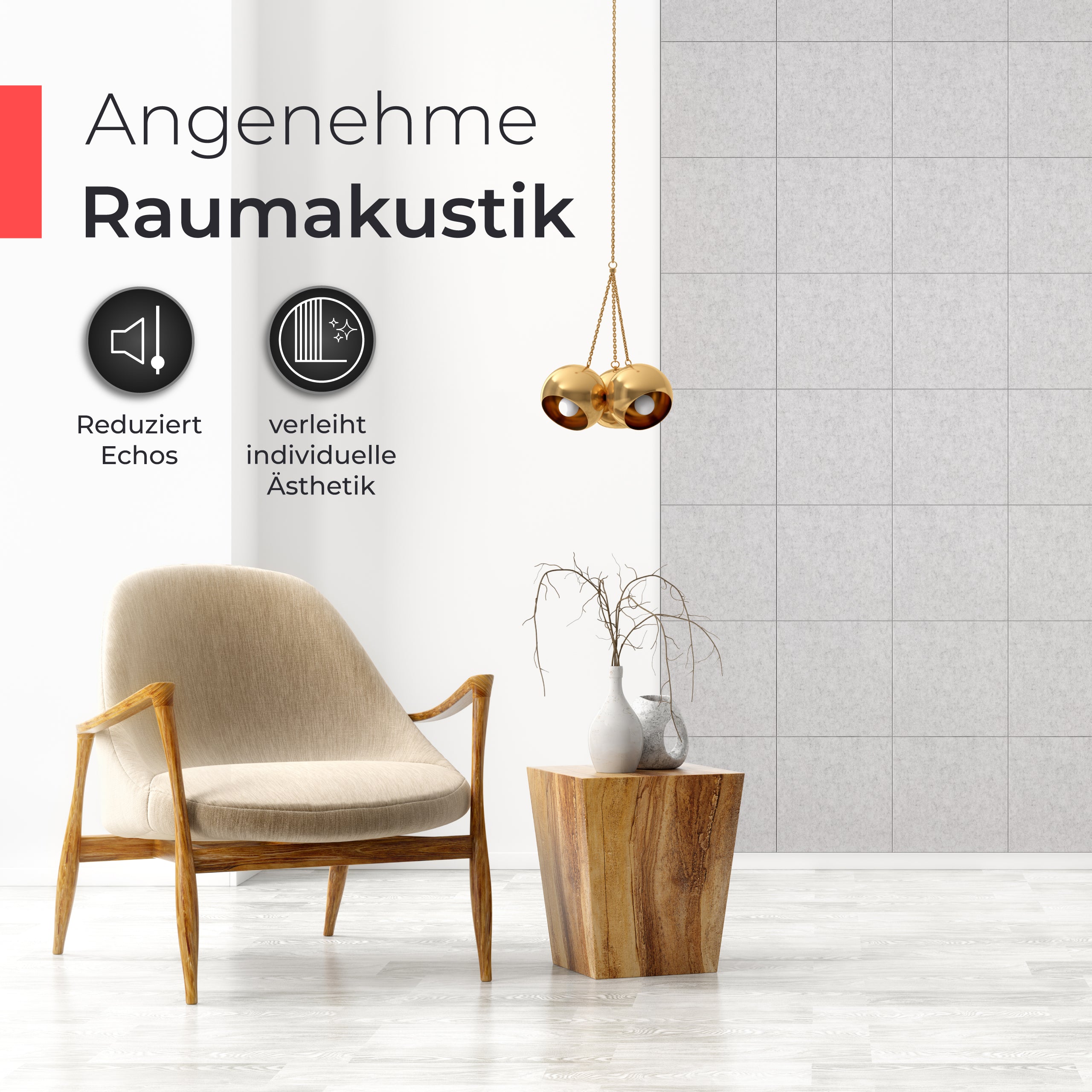Akustikpaneele Filz - Grau