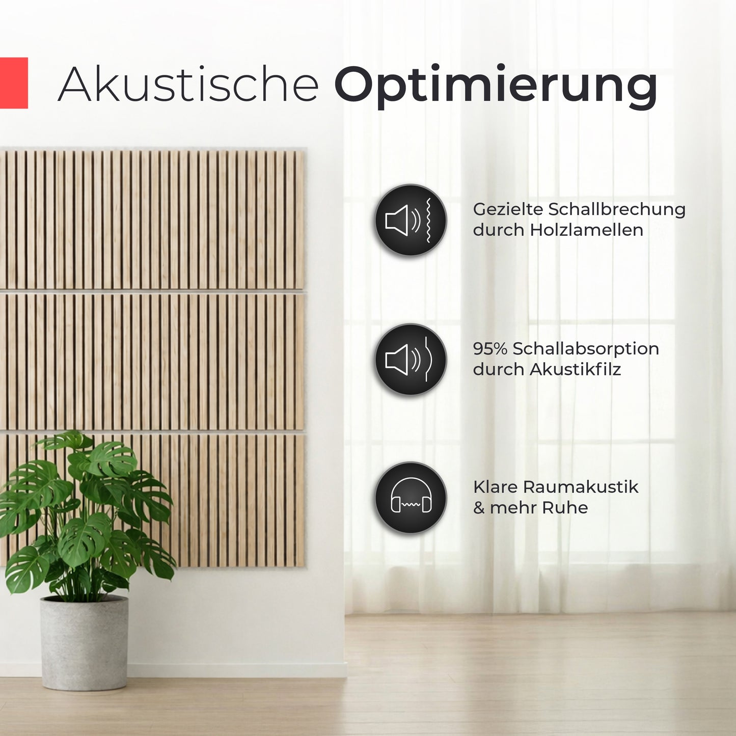 Akustikpaneele 60cm x 60cm – Echtholz Eiche & Akustikfilz Grau